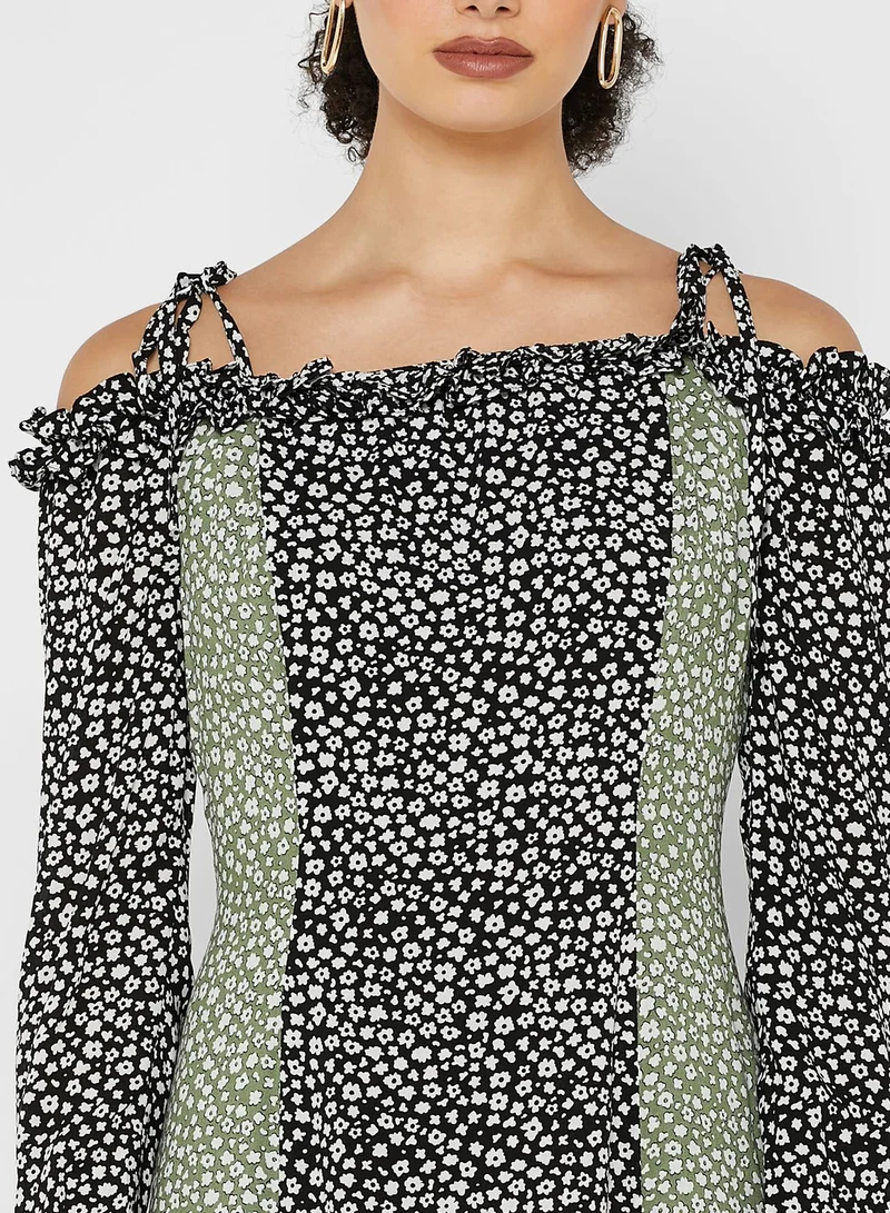 LOST INK Floral Cold Shoulder Dress