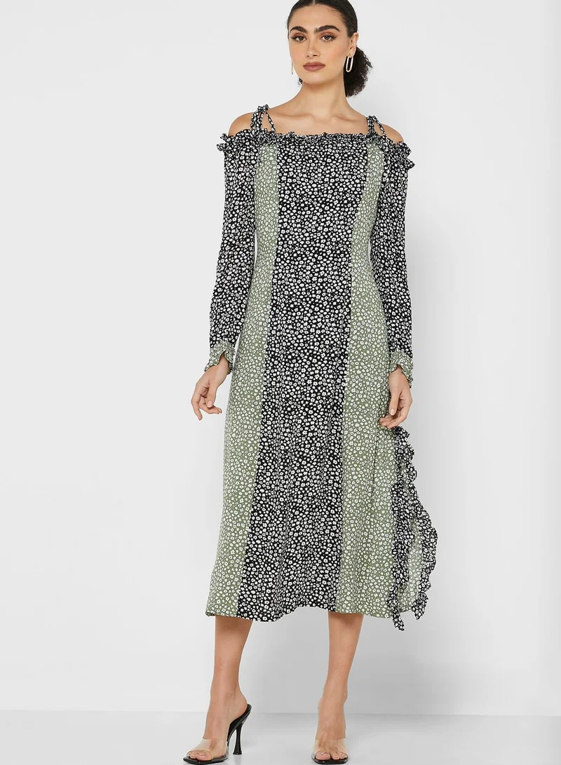 LOST INK Floral Cold Shoulder Dress