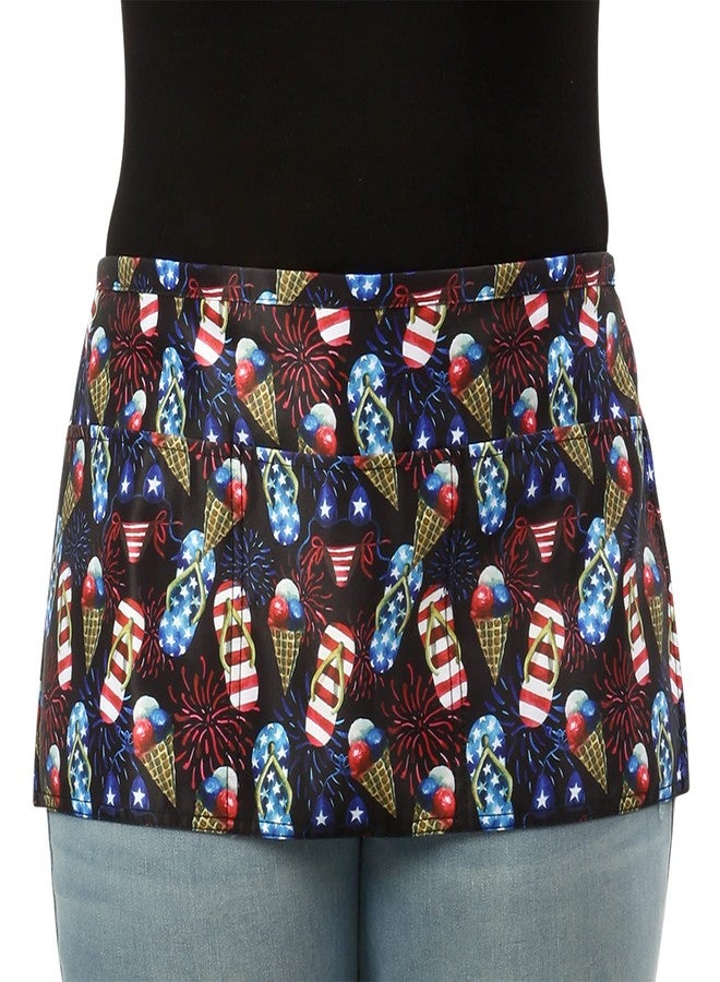 Plum Hill Patriotic Waitress Apron for Fourth of July and Summer BBQs and Parties, American Flag, Stars, Server Aprons with 3 pockets, Red White and Blue - Image 3