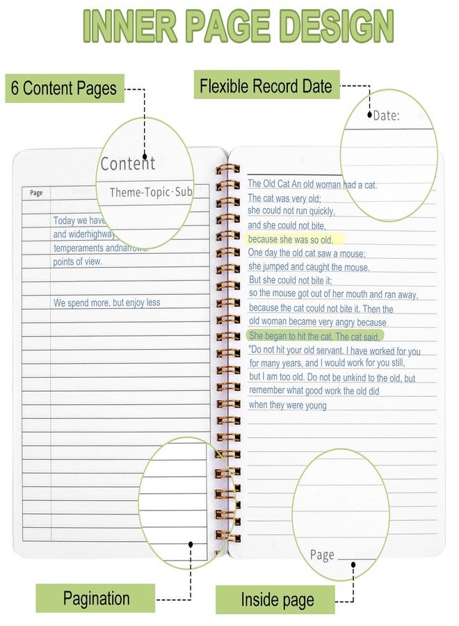 Utron Spiral Notebook For Women & Men, 2PCS Spiral Journal Notebooks, 5.9 x 8.3” College Ruled Notebook For Work Notes, Journal Writing, And Daily Life Entries (Green) - Image 4