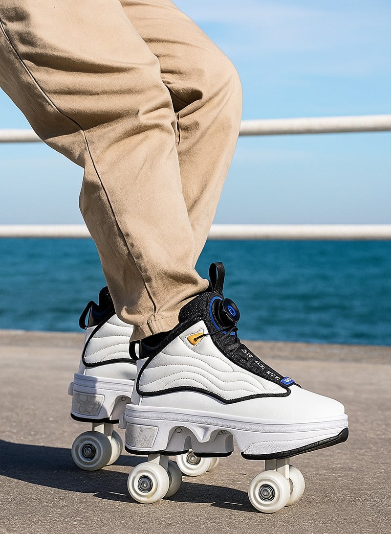 Draxon double-row deform wheel skate for unisex adult kids invisible deformation roller Skating 2 In 1 removable retractable rollerskates pulley roller sport shoes - Image 3