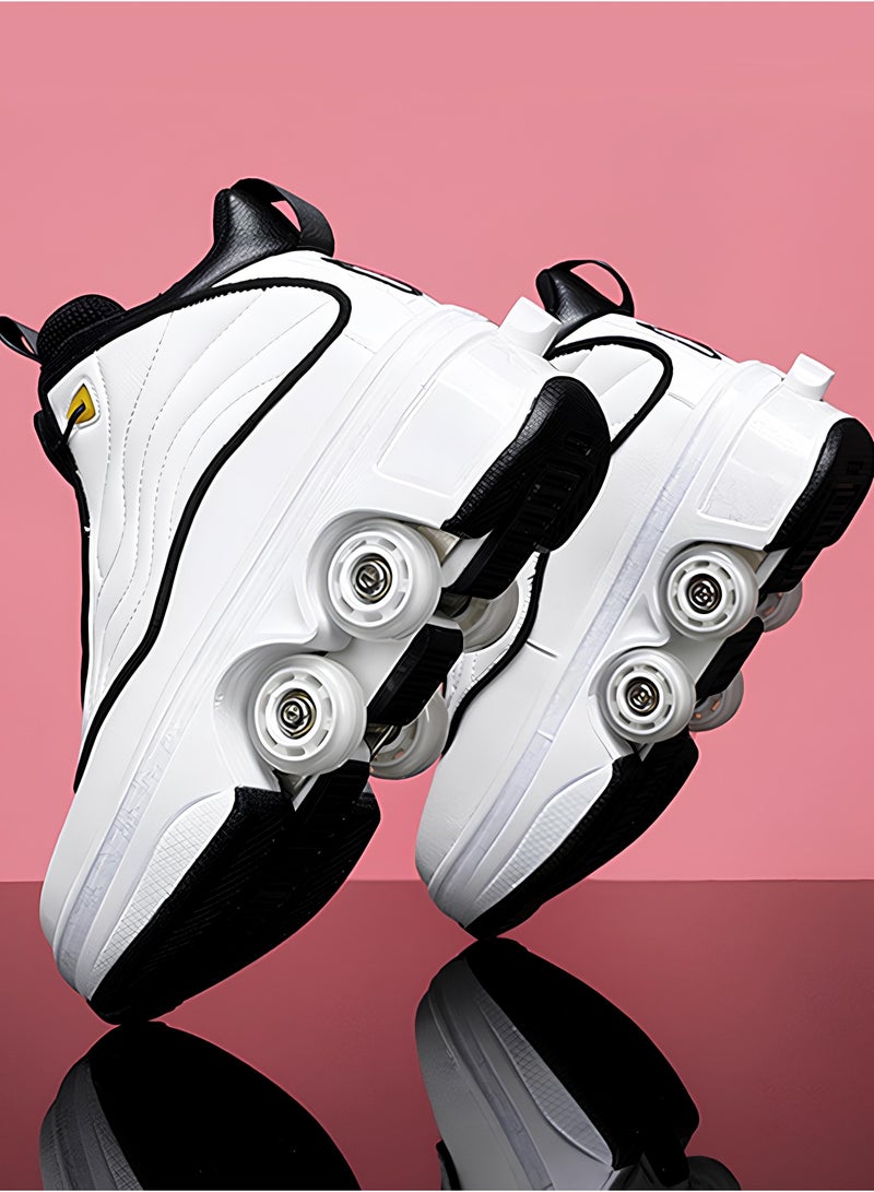 Draxon double-row deform wheel skate for unisex adult kids invisible deformation roller Skating 2 In 1 removable retractable rollerskates pulley roller sport shoes - Image 4