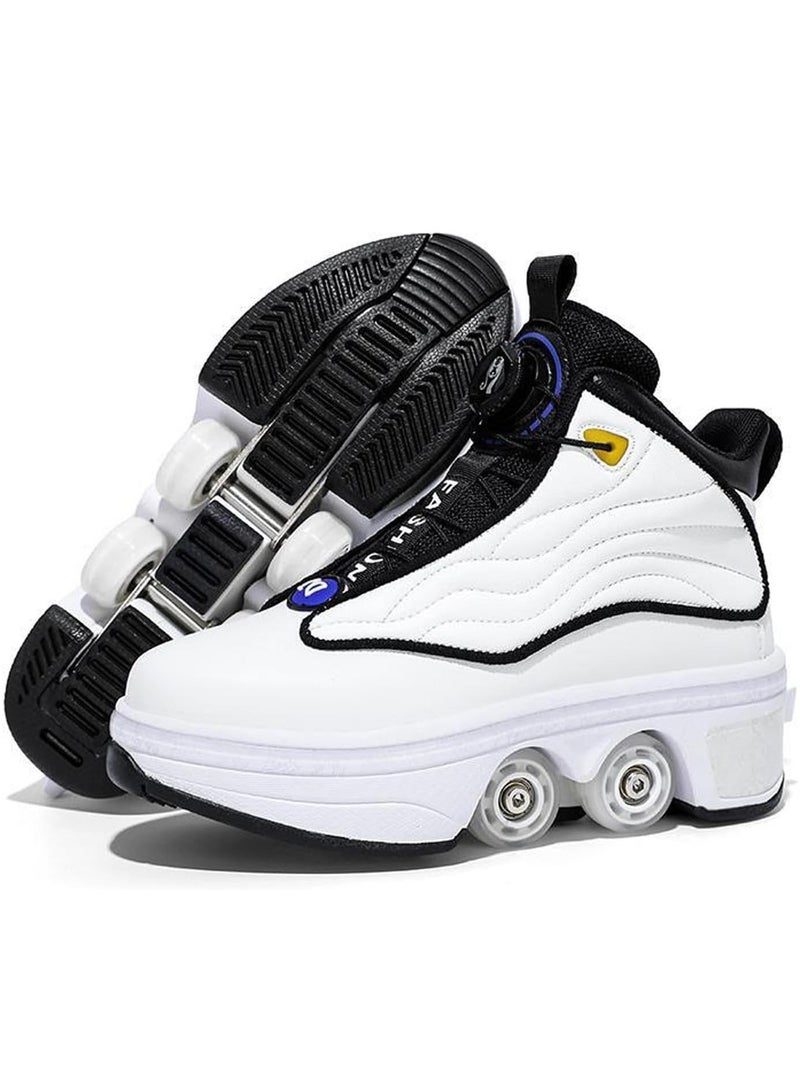 Draxon double-row deform wheel skate for unisex adult kids invisible deformation roller Skating 2 In 1 removable retractable rollerskates pulley roller sport shoes - Image 5