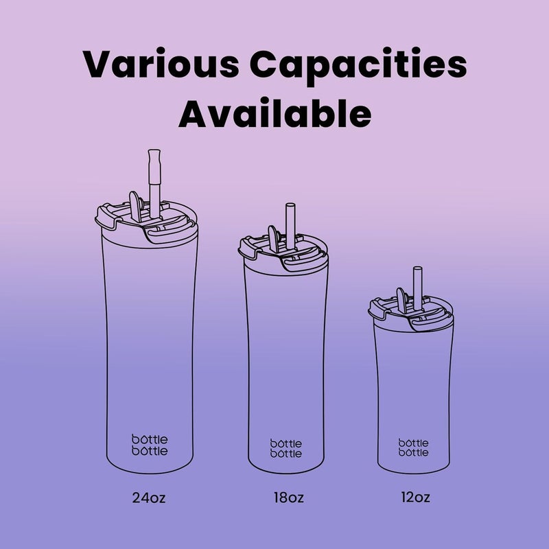 BOTTLE BOTTLE 18 oz Insulated Coffee Tumbler with Dual-use Lid and Straw - Purple Gradient - Image 5