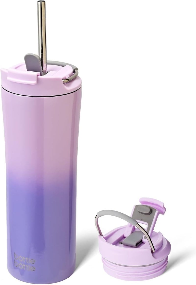BOTTLE BOTTLE 18 oz Insulated Coffee Tumbler with Dual-use Lid and Straw - Purple Gradient - Image 1