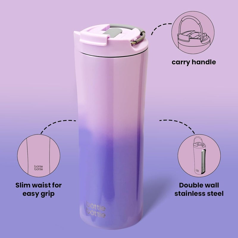BOTTLE BOTTLE 18 oz Insulated Coffee Tumbler with Dual-use Lid and Straw - Purple Gradient - Image 4