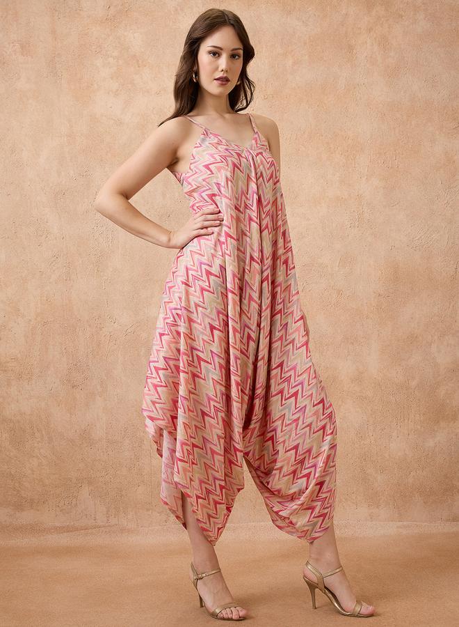 globus Strappy Shoulder Waist Tie-Up Harem Style Fusion Jumpsuit - Image 1