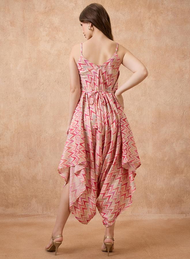 globus Strappy Shoulder Waist Tie-Up Harem Style Fusion Jumpsuit - Image 3