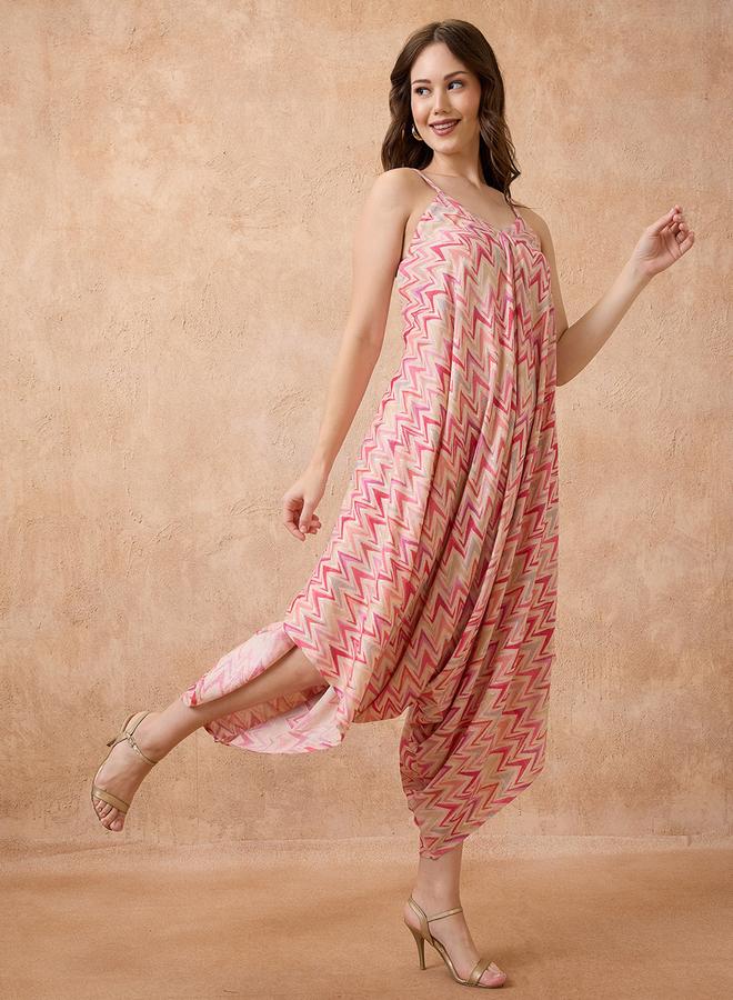 globus Strappy Shoulder Waist Tie-Up Harem Style Fusion Jumpsuit - Image 2