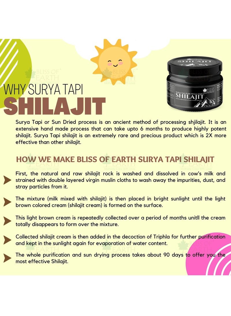 BLISS OF EARTH Surya Tapi Himalayan Shilajit Resin Sun Dried Premium Shilajeet 20gm  - Image 2