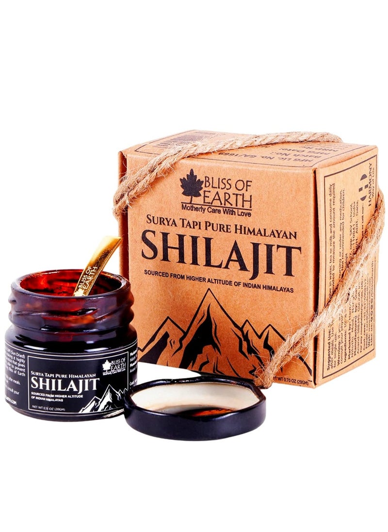 BLISS OF EARTH Surya Tapi Himalayan Shilajit Resin Sun Dried Premium Shilajeet 20gm  - Image 1