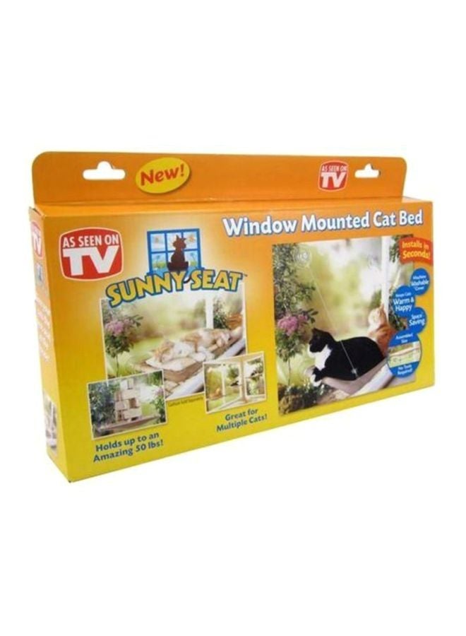 NIBEMINENT Window Mounted Cat Bed Brown/White - Image 2