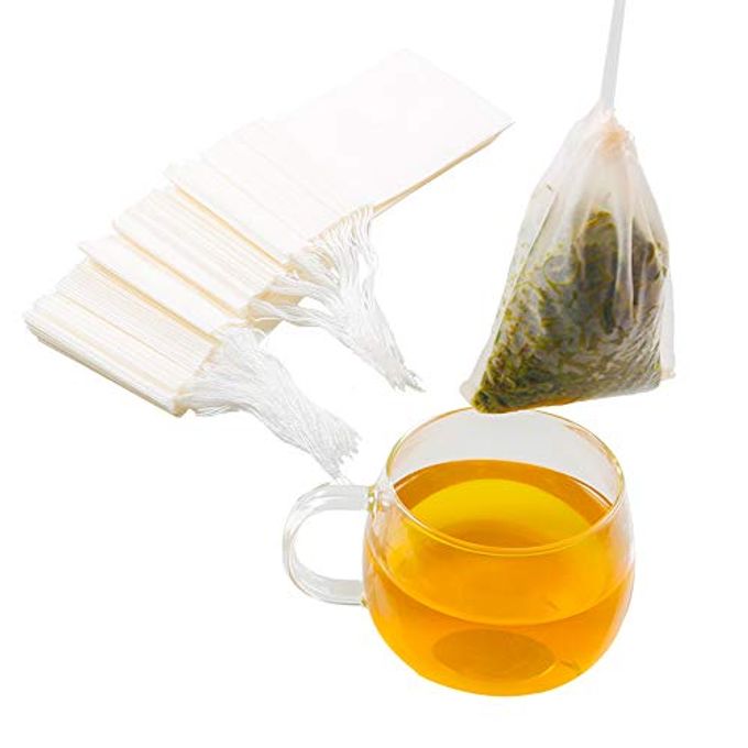 Tinkee Tea Filter bags, safe and natural material, disposable tea infuser, empty tea bag with drawstring for loose leaf tea, set of 1003.15 x 3.94 inch  (White) - Image 1