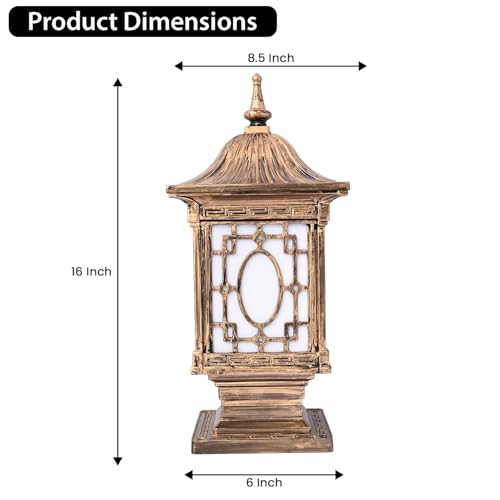 GIGAWATTS 1267 Outdoor Gate Light – 101% Rust & Waterproof Die-Casting Aluminium Exterior Piller Lamp Base Mount for Garden, Boundary Walls & Home Entrances (B22 Holder, Bulb Not Included, Gold) - Image 2