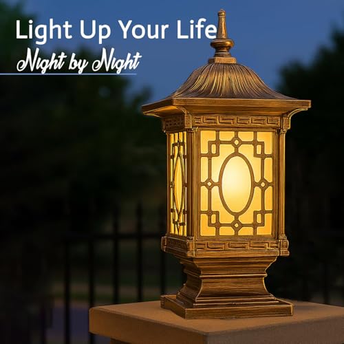 GIGAWATTS 1267 Outdoor Gate Light – 101% Rust & Waterproof Die-Casting Aluminium Exterior Piller Lamp Base Mount for Garden, Boundary Walls & Home Entrances (B22 Holder, Bulb Not Included, Gold) - Image 3