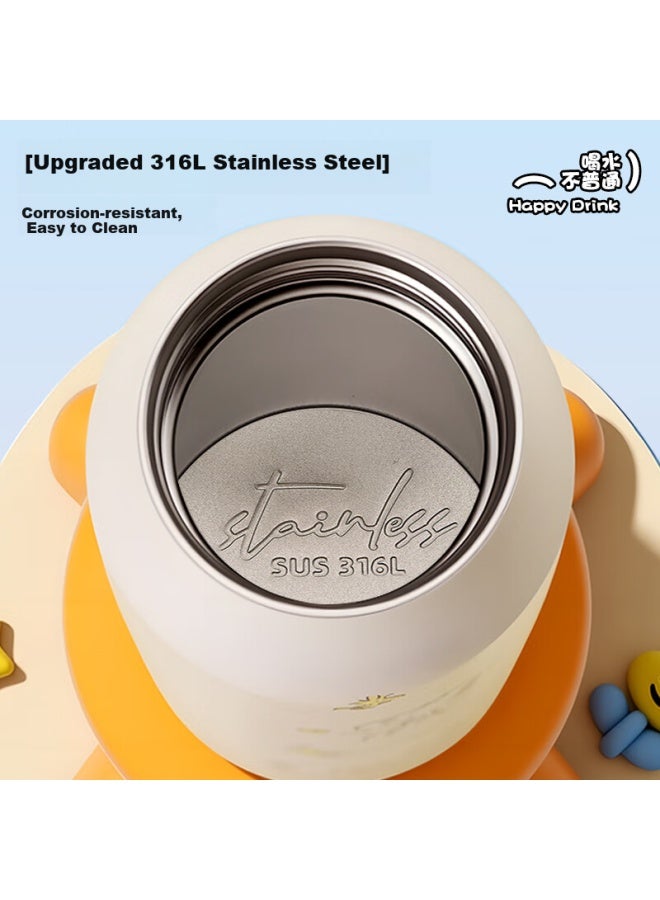 Snoopy Children'S Insulated Cup, 316L Stainless Steel, Dual-Drinking Straw Water Bottle, Stylish Design For Men And Women, Portable Water Cup For Students - Image 2