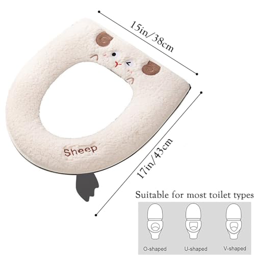 AzsVbvs Warmer Toilet Seat Pads with Zipper Toilet Seat Cover with Lifter Handle Set Washable Velvet Toilet Seat Cushion Soft Thicker Toilet Seats Warmer Mat Blue - Image 3
