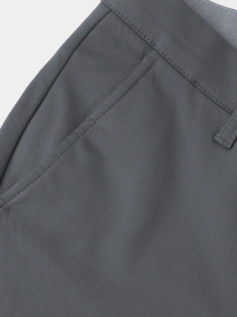 The Souled Store  The Souled Store Chino Pants: Pebble Grey Men And Boys Solid Cotton Spandex Blend Slim Fit Stretch Fabric Trousers  | Best Price UAE