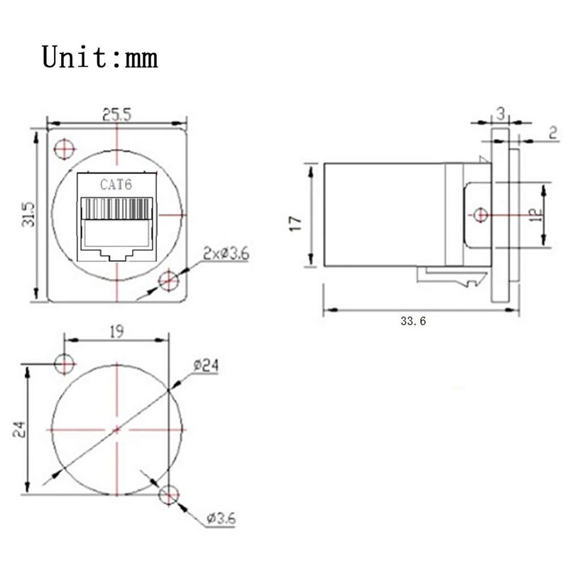 ANMBEST 5PCS Panel Mounting RJ45 Cat5/5e/6 8P8C Ethernet LAN Cable Connector Zinc Alloy Housing Double Head Coupler Adapter Female to Female - Image 5