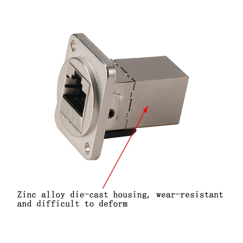 ANMBEST 5PCS Panel Mounting RJ45 Cat5/5e/6 8P8C Ethernet LAN Cable Connector Zinc Alloy Housing Double Head Coupler Adapter Female to Female - Image 2