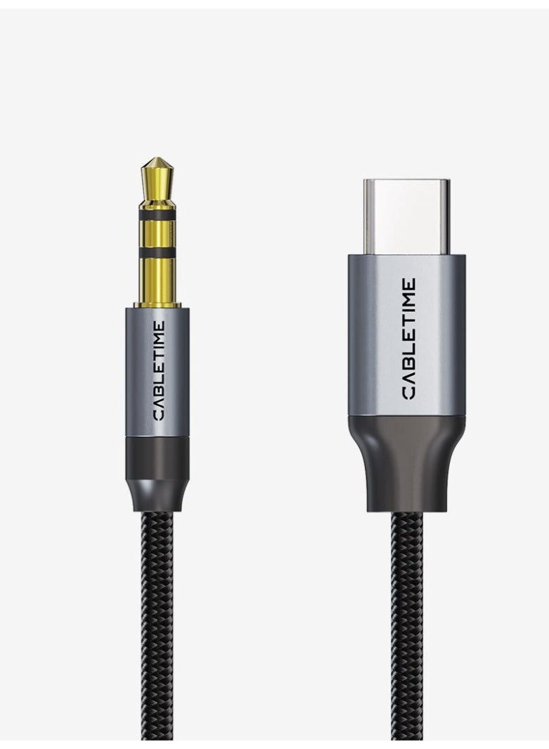 CABLETIME USB C TO 3.5MM AUX CABLE COMPATIBLE WITH IPHONE 16/15 SERIES, CAR AUDIO AUXILIARY CORD TYPE C TO 3.5MM JACK ADAPTER COMPATIBLE WITH IPAD, SAMSUNG & USB-C PHONES – HIFI STEREO SOUND, DURABLE DESIGN - Image 1