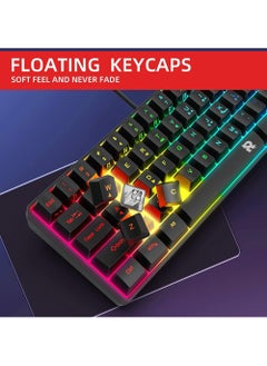 Rock Pow 61 Keys ROCK POW 60% Wired Gaming Keyboard, RGB Backlit Ultra-Compact Mini Keyboard, Waterproof Small Compact 61 Keys Keyboard for PC/Mac Gamer, Typist, Travel, Easy to Carry on Business Trip  - Image 5