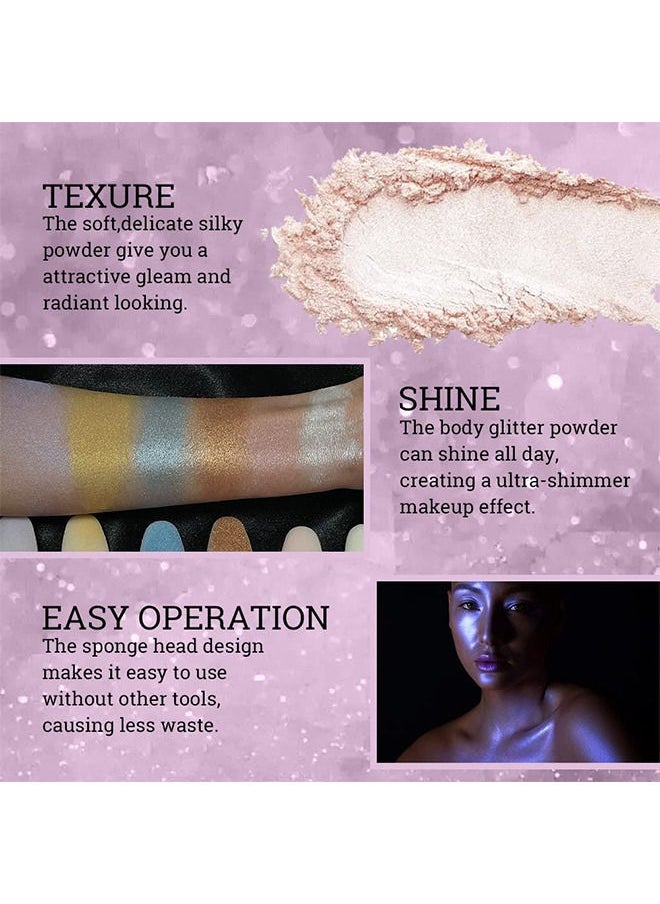 Julystar - Highlighter Powder Stick High Gloss Fairy Patting Powder Makeup Body Glitter Shimmer Powder Stick Sparkle Loose powder Brighten Face Body Lips Eyes Cosmetic Shimming Powder(Fairy Pink) - Image 1