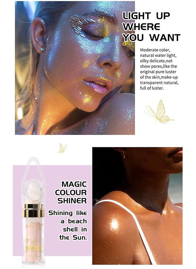 Julystar - Highlighter Powder Stick High Gloss Fairy Patting Powder Makeup Body Glitter Shimmer Powder Stick Sparkle Loose powder Brighten Face Body Lips Eyes Cosmetic Shimming Powder(Fairy Pink) - Image 1