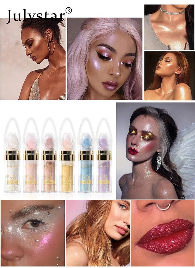 Julystar - Highlighter Powder Stick High Gloss Fairy Patting Powder Makeup Body Glitter Shimmer Powder Stick Sparkle Loose powder Brighten Face Body Lips Eyes Cosmetic Shimming Powder(Fairy Pink) - Image 1