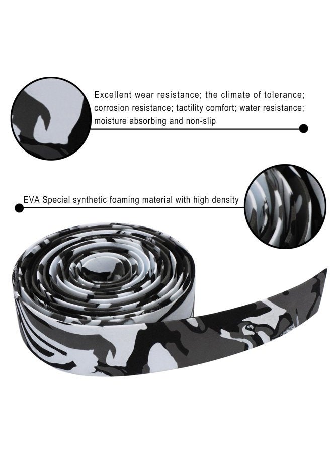 TOPCABIN Camouflage Series Comfort Gel Road Bike Handlebar Tape Bike Bar Tape with Reflective Bar Plugs (White (a Pair)) - Image 3