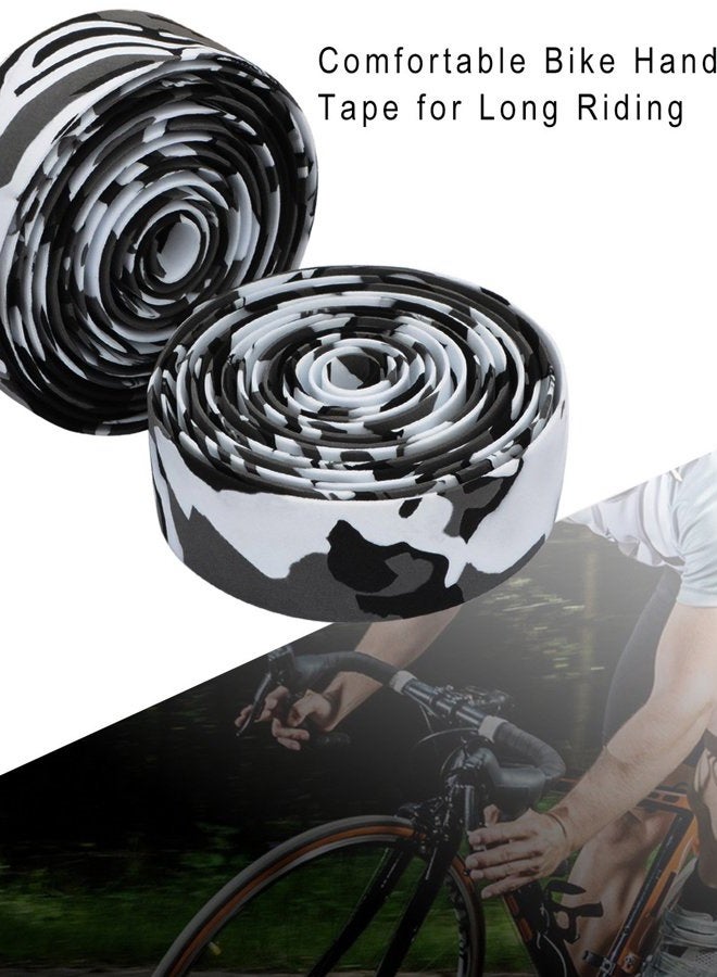 TOPCABIN Camouflage Series Comfort Gel Road Bike Handlebar Tape Bike Bar Tape with Reflective Bar Plugs (White (a Pair)) - Image 4