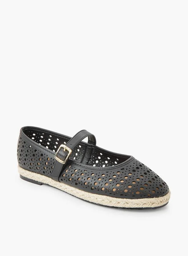 Peppermint Women Perforated Detail Espadrille Mary Jane Shoes
