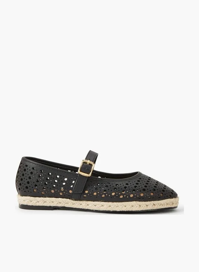 Peppermint Women Perforated Detail Espadrille Mary Jane Shoes