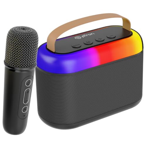 pTron Newly Launched Fusion Joy 20W Bluetooth Speaker with Wireless Karaoke Mic, 6Hrs Playtime, Vivid RGB Lights, Voice Effects, Multi-Play Modes BT5.3/TF Card & Type-C Charging Port (Black) - Image 1