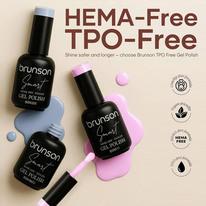 brunson TPO Free Gel Polish - Hema Free Gel Nail Polish Long Wear High Gloss - Chip Resistant Gel Color Fast Curing Smooth Application - Easy Soak Off Gel Polish Safe Formula for salon - Image 2