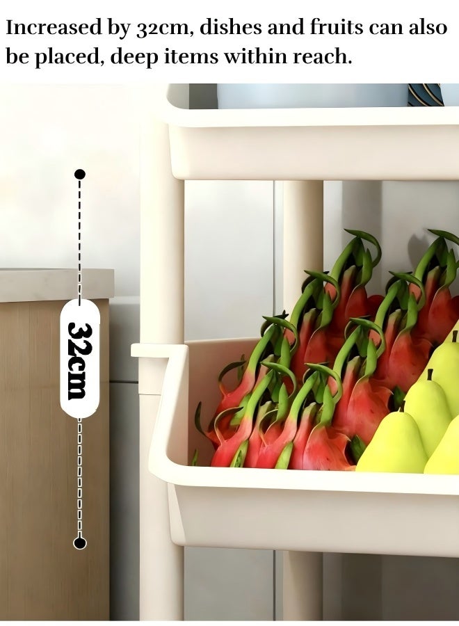 4 - Tier Rolling Plastic Storage Cart Off - white Organizer 95x31x21cm for Home Office Organization - Image 5