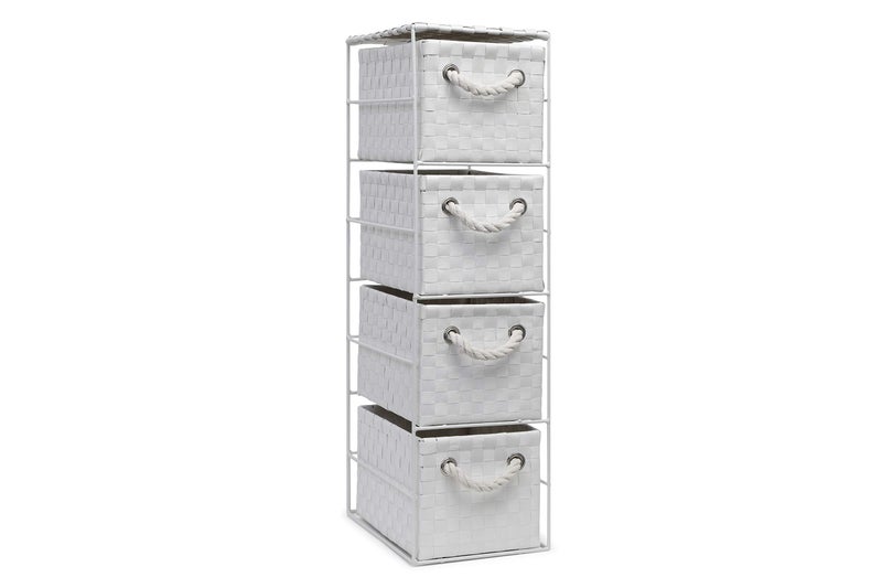 Arpan White 4 Drawer Storage Cabinet Unit Ideal for HomeOfficeBedrooms 4Drawer Unit 18x25xH65cm