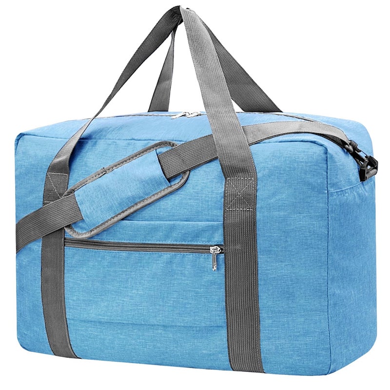 Beurlike For Spirit Airlines Personal Item Bag 18x14x8 Foldable Carry on Bags for Airplanes Travel Duffel Bags for Women and MenSnow Blue With Shoulder Strap - Image 2