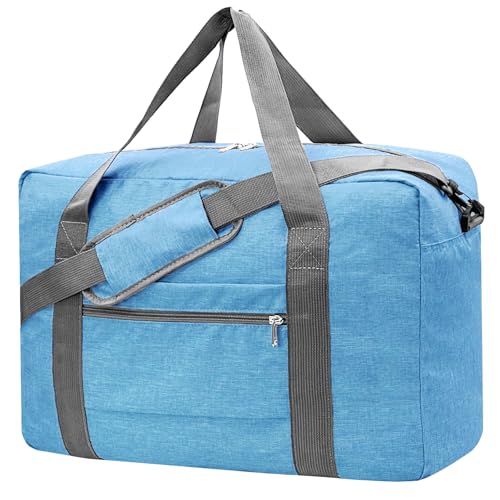 Beurlike For Spirit Airlines Personal Item Bag 18x14x8 Foldable Carry on Bags for Airplanes Travel Duffel Bags for Women and MenSnow Blue With Shoulder Strap - Image 1