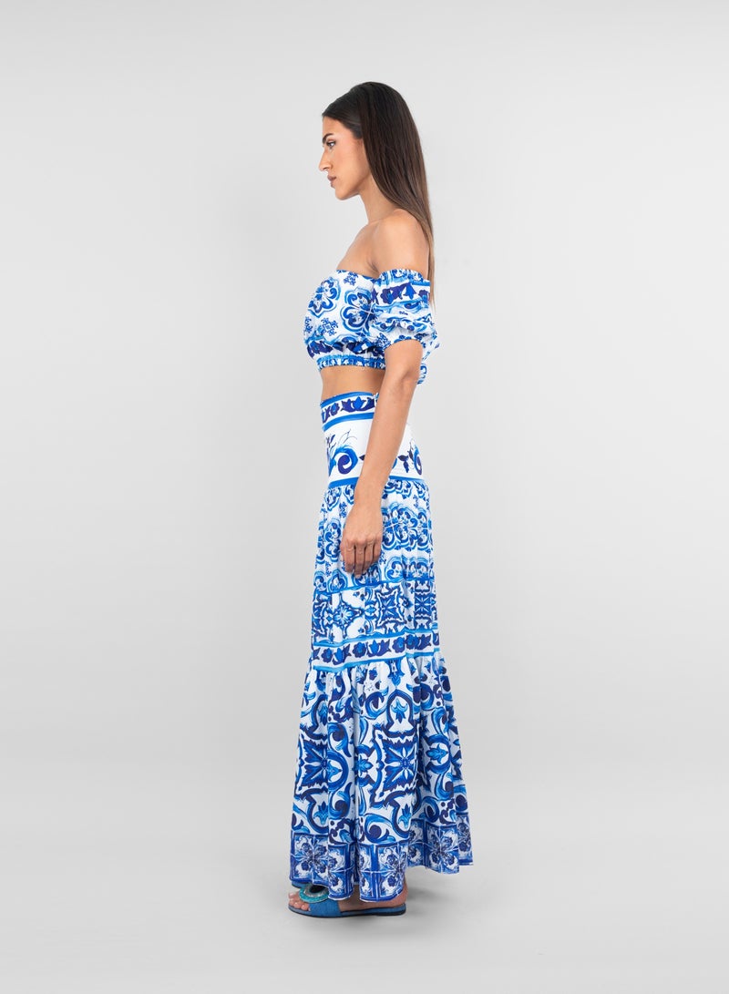 KYVELi Printed Maxi Skirt - Crop Top Co-Ord Set  - Image 2