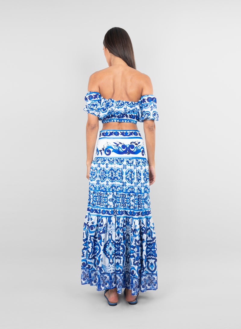 KYVELi Printed Maxi Skirt - Crop Top Co-Ord Set  - Image 3