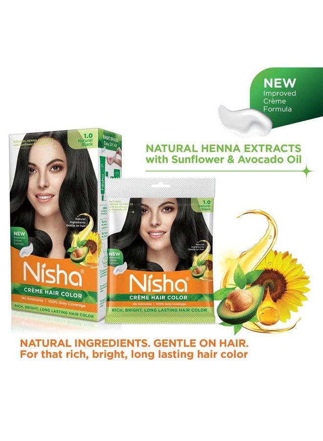 Nisha صبغة شعر خالية من الأمونيا 60 جرام + 60 مل ظل أسود 1.0 (عبوة من 2)  - Image 5