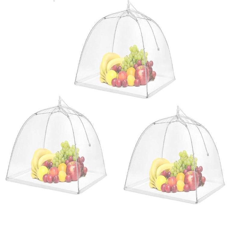 AERROW QUICK أغطية طعام شبكية قابلة للطي من أرو، أغطية مظلة قابلة لإعادة الاستخدام 17 × 17 بوصة، قبة نزهة، خيمة حماية الطعام تبقي الذباب والحشرات والبعوض بعيدًا (شبكة الطعام 3) - Image 1