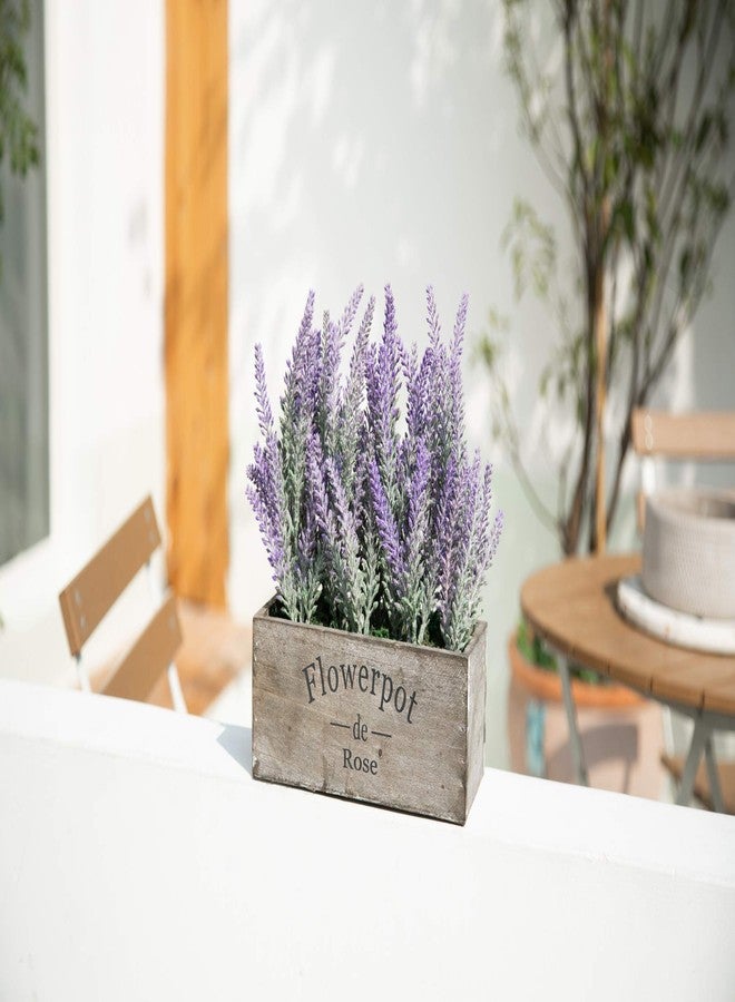 Velener Purple Artificial Lavender Flowers with Decorative Tray Wooden Box 9 Inches - Lifelike Faux Lavender Plants for Home and Office Decor, Fake Lavender Rustic Farmhouse Style - Image 4