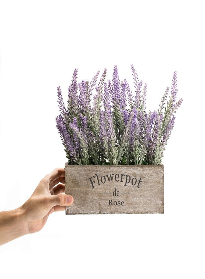 Velener Purple Artificial Lavender Flowers with Decorative Tray Wooden Box 9 Inches - Lifelike Faux Lavender Plants for Home and Office Decor, Fake Lavender Rustic Farmhouse Style - Image 3