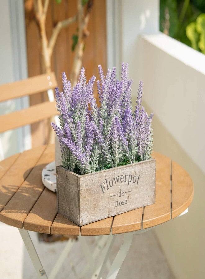 Velener Purple Artificial Lavender Flowers with Decorative Tray Wooden Box 9 Inches - Lifelike Faux Lavender Plants for Home and Office Decor, Fake Lavender Rustic Farmhouse Style - Image 1