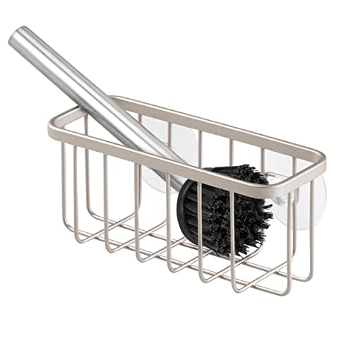 iDesign RustResistant Stainless Steel Sponge Holder for Kitchen Sink with Suction Cups The Gia Collection  Set of 1 Satin