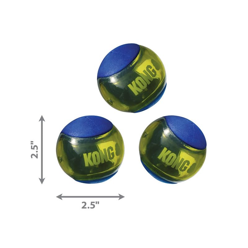 KONG Squeezz Action Ball Dog Toy â€“ Durable Bouncy Ball with Built-in Squeaker â€“ Great for Fetch & Chewers â€“ Stimulates Play & Exercise (Blue, Medium (6 Pack)) - Image 3