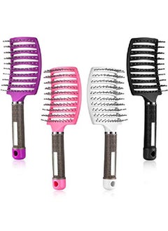 Patelai 4 Pieces Detangling Massage Hair Brushes Curved Vent Hair Brushes Vented Styling Hair Comb Barber Hairdressing Styling Tools For Women Girls Hair Styling 4 Colors  - Image 2