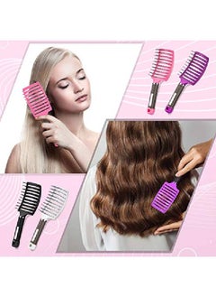 Patelai 4 Pieces Detangling Massage Hair Brushes Curved Vent Hair Brushes Vented Styling Hair Comb Barber Hairdressing Styling Tools For Women Girls Hair Styling 4 Colors  - Image 4